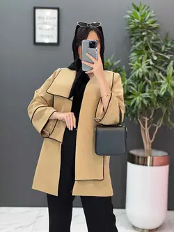 مانتو یقه دوبل مغزی دوزی کد 2484 شیک و خاص در مجموعه ونوس مد