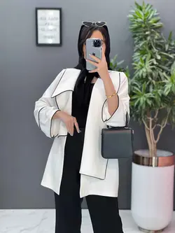 مانتو یقه دوبل مغزی دوزی کد 2484 شیک و خاص در مجموعه ونوس مد