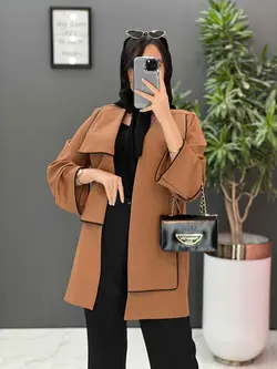 مانتو یقه دوبل مغزی دوزی کد 2484 شیک و خاص در مجموعه ونوس مد