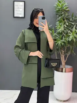 مانتو یقه دوبل مغزی دوزی کد 2484 شیک و خاص در مجموعه ونوس مد