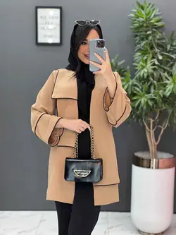 مانتو یقه دوبل مغزی دوزی کد 2484 شیک و خاص در مجموعه ونوس مد