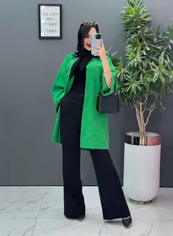 مانتو مازراتی بلند لوزی دوزی کد 2489 شیک و خاص در ونوس مد