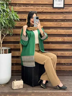 مانتو ژاکارد پولک دوزی کد 2486 در فروشگاه آنلاین ونوس مد