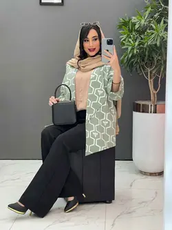 خرید اینترنتی مانتو ژاکارد کتی آستین دوبل کد 2493 در ونوس مد