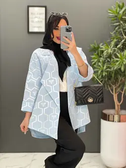 خرید اینترنتی مانتو ژاکارد کتی آستین دوبل کد 2493 در ونوس مد