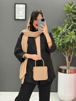 خرید اینترنتی مانتو ژاکارد کتی آستین دوبل کد 2493 در ونوس مد