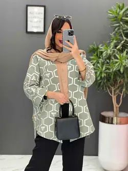 خرید اینترنتی مانتو ژاکارد کتی آستین دوبل کد 2493 در ونوس مد