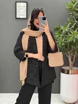 خرید اینترنتی مانتو ژاکارد کتی آستین دوبل کد 2493 در ونوس مد