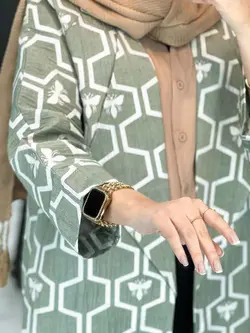 خرید اینترنتی مانتو ژاکارد کتی آستین دوبل کد 2493 در ونوس مد