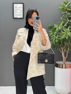 خرید اینترنتی مانتو ژاکارد کتی آستین دوبل کد 2493 در ونوس مد