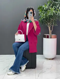 خرید اینترنتی مانتو کتی چهاردکمه آستین دوبل کد 2505 ونوس مد