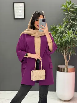 خرید اینترنتی مانتو کتی چهاردکمه آستین دوبل کد 2505 ونوس مد