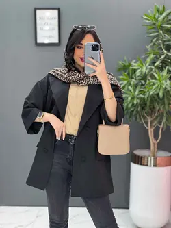 خرید اینترنتی مانتو کتی چهاردکمه آستین دوبل کد 2505 ونوس مد