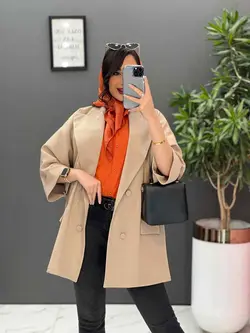 خرید اینترنتی مانتو کتی چهاردکمه آستین دوبل کد 2505 ونوس مد