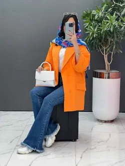 خرید اینترنتی مانتو کتی چهاردکمه آستین دوبل کد 2505 ونوس مد