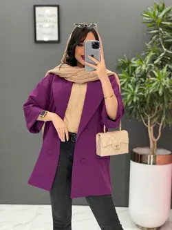 خرید اینترنتی مانتو کتی چهاردکمه آستین دوبل کد 2505 ونوس مد