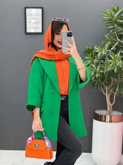 خرید اینترنتی مانتو کتی چهاردکمه آستین دوبل کد 2505 ونوس مد