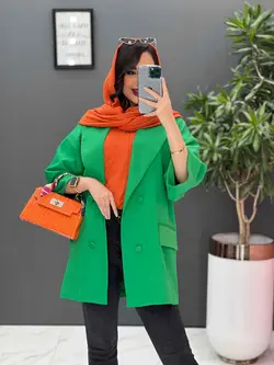 خرید اینترنتی مانتو کتی چهاردکمه آستین دوبل کد 2505 ونوس مد