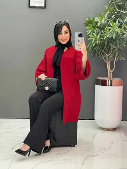 مانتو مازراتی بلند لوزی دوزی کد 2537 شیک و خاص در ونوس مد