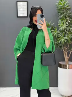 مانتو مازراتی بلند لوزی دوزی کد 2537 شیک و خاص در ونوس مد