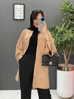 مانتو مازراتی بلند لوزی دوزی کد 2537 شیک و خاص در ونوس مد