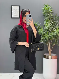 مانتو مازراتی بلند لوزی دوزی کد 2537 شیک و خاص در ونوس مد