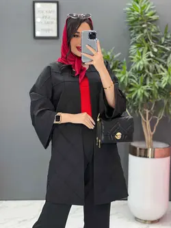 مانتو مازراتی بلند لوزی دوزی کد 2537 شیک و خاص در ونوس مد