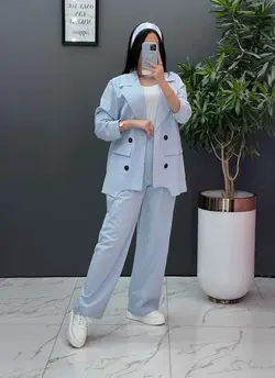 ست مانتو شلوار لنین چهاردکمه کد 2565 فروشگاه آ«لاین ونوس مد