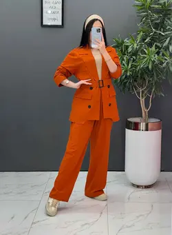 ست مانتو شلوار لنین چهاردکمه کد 2565 فروشگاه آ«لاین ونوس مد