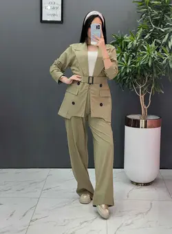 ست مانتو شلوار لنین چهاردکمه کد 2565 فروشگاه آ«لاین ونوس مد