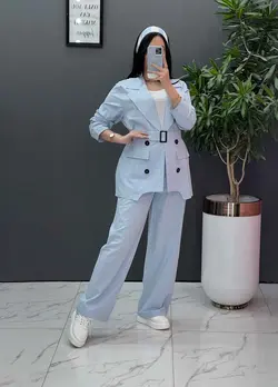 ست مانتو شلوار لنین چهاردکمه کد 2565 فروشگاه آ«لاین ونوس مد