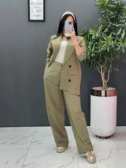 ست مانتو شلوار لنین چهاردکمه کد 2565 فروشگاه آ«لاین ونوس مد