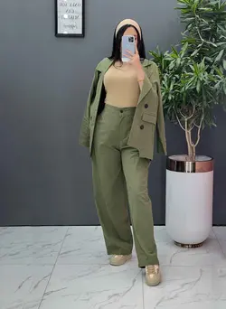 ست مانتو شلوار لنین چهاردکمه کد 2565 فروشگاه آ«لاین ونوس مد