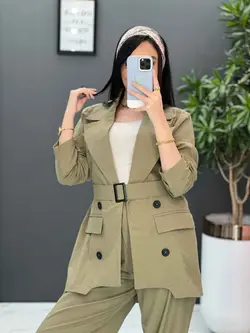 ست مانتو شلوار لنین چهاردکمه کد 2565 فروشگاه آ«لاین ونوس مد