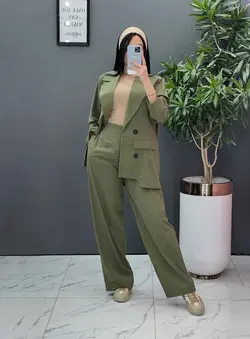 ست مانتو شلوار لنین چهاردکمه کد 2565 فروشگاه آ«لاین ونوس مد