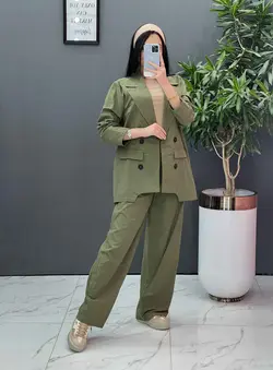 ست مانتو شلوار لنین چهاردکمه کد 2565 فروشگاه آ«لاین ونوس مد