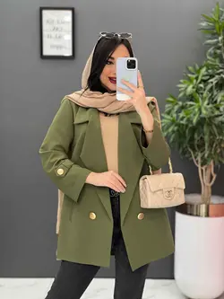 مانتو کتی دکمه طلایی آستین پاگن کد 2560 شیک و خاص در ونوس مد