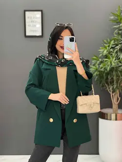 مانتو کتی دکمه طلایی آستین پاگن کد 2560 شیک و خاص در ونوس مد