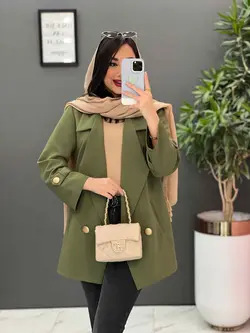 مانتو کتی دکمه طلایی آستین پاگن کد 2560 شیک و خاص در ونوس مد