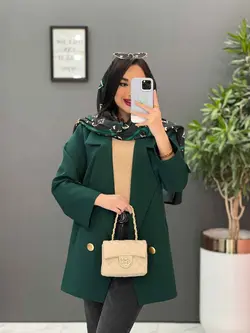 مانتو کتی دکمه طلایی آستین پاگن کد 2560 شیک و خاص در ونوس مد