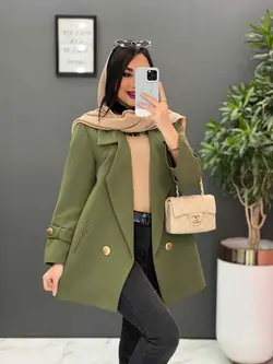 مانتو کتی دکمه طلایی آستین پاگن کد 2560 شیک و خاص در ونوس مد