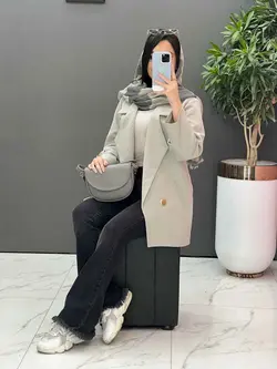 مانتو کتی دکمه طلایی آستین پاگن کد 2560 شیک و خاص در ونوس مد