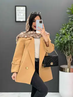 مانتو کتی دکمه طلایی آستین پاگن کد 2560 شیک و خاص در ونوس مد