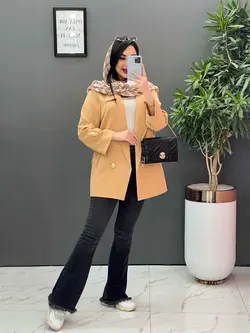 مانتو کتی دکمه طلایی آستین پاگن کد 2560 شیک و خاص در ونوس مد