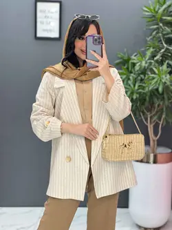 مانتو کتی راه راه دکمه طلایی  کد 2600 شیک و خاص در ونوس مد