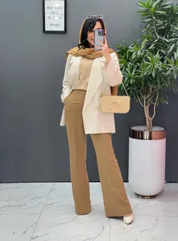 مانتو کتی راه راه دکمه طلایی  کد 2600 شیک و خاص در ونوس مد