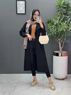 مانتو لنین بلند ژیله پاگن دار کد 2610 در مجموعه ونوس مد