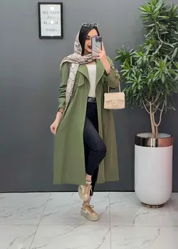 مانتو لنین بلند ژیله پاگن دار کد 2610 در مجموعه ونوس مد