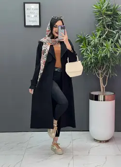 مانتو لنین بلند ژیله پاگن دار کد 2610 در مجموعه ونوس مد