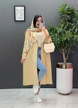 مانتو لنین بلند ژیله پاگن دار کد 2610 در مجموعه ونوس مد